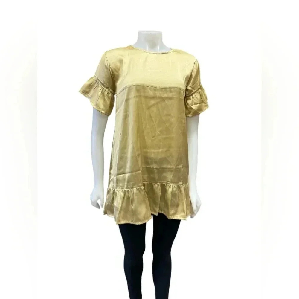 Threadbare  NWT Gold Metallic SS Midi Shift Dress Size 11/12 Years